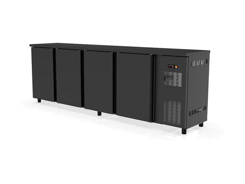 vaiotec TOPLINE 530 Bark�hltisch mit 4 T�ren, 650 Liter, Umluftk�hlung, Schwarz, BTH 2545 x 530 x 850 mm