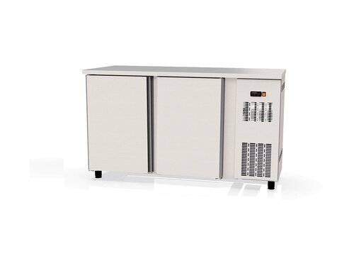 vaiotec TOPLINE 530 Bark�hltisch mit 2 T�ren, 325 Liter, Umluftk�hlung, Edelstahl, BTH 1465 x 530 x 850 mm