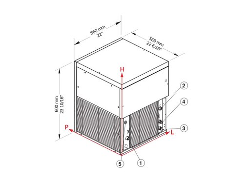 Brema Nuggeteisbereiter 140 kg / 24 h, luftgek�hlt, ohne Eisvorratsbeh�lter, R452a, BTH 560 x 569 x 600 mm