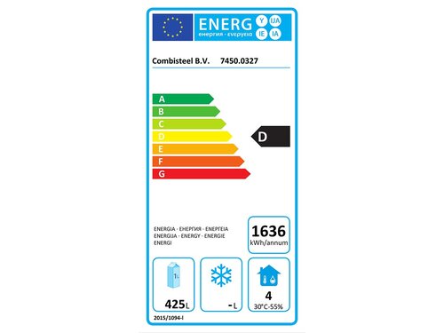 Combisteel Bark�hltisch Standard Line, 2 T�ren, 4 Schubladen, 698 Liter, Schwarz, BTH 2542 x 513 x 860 mm
