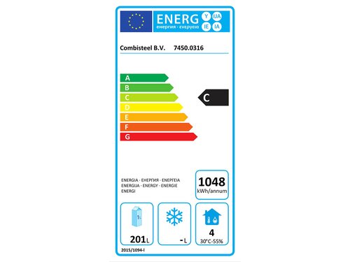 Combisteel Barkhltisch Standard Line, 1 Tr, 2 Schubladen, 350 Liter, Schwarz, BTH 1462 x 513 x 860 mm