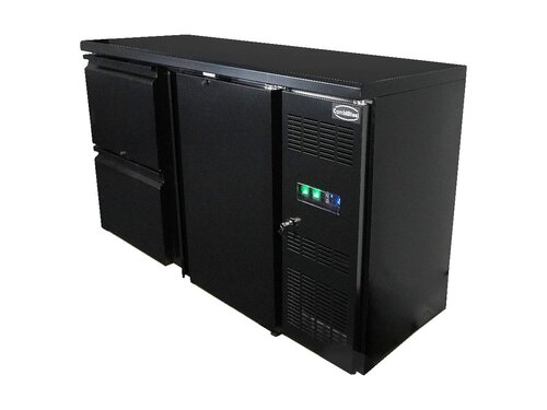 Combisteel Barkhltisch Standard Line, 1 Tr, 2 Schubladen, 350 Liter, Schwarz, BTH 1462 x 513 x 860 mm