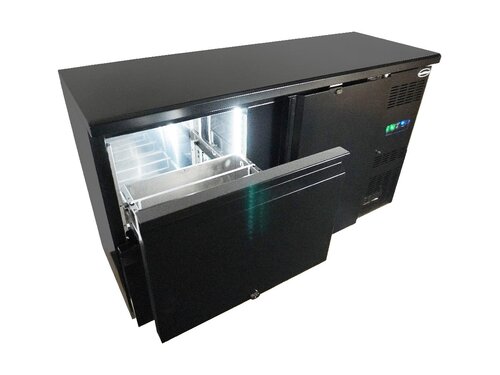 Combisteel Barkhltisch Standard Line, 1 Tr, 2 Schubladen, 350 Liter, Schwarz, BTH 1462 x 513 x 860 mm