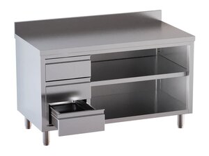 Edelstahl Arbeitsschrank PROFI, offen, 3 Schubladen...
