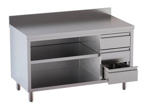 Edelstahl Arbeitsschrank PROFI, offen, 3 Schubladen...