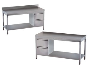 Edelstahl Arbeitstisch PROFI mit Schubladen in...