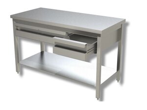 Edelstahl Arbeitstisch PROFI, Grundboden, 1 Schublade,...