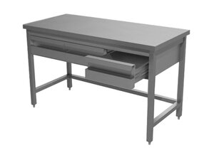 Edelstahl Arbeitstisch PROFI, 4 Schubladen, ohne Grundboden, BTH 2000 x 600 x 850 mm