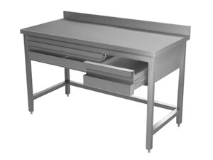 Edelstahl Arbeitstisch PROFI, Aufkantung, 4 Schubladen, BTH 2000 x 700 x 850 mm