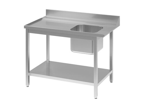 vaiotec TOPLINE 700 Zulauftisch, Becken rechts, Anbauseite links, Grundboden, Aufkantung, BTH 1000 x 700 x 850 mm