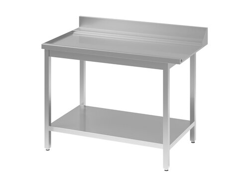 vaiotec TOPLINE 700 Ablauftisch, Anbauseite links, Grundboden, Aufkantung, BTH 1400 x 700 x 850 mm