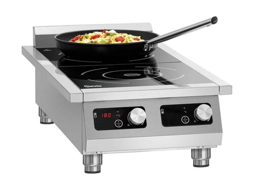 Bartscher Induktionskocher 2P 35-1 TCK, 2 Kochstellen  280 mm, 7 kW, Tischmodell, BTH 430 x 865 x 235 mm