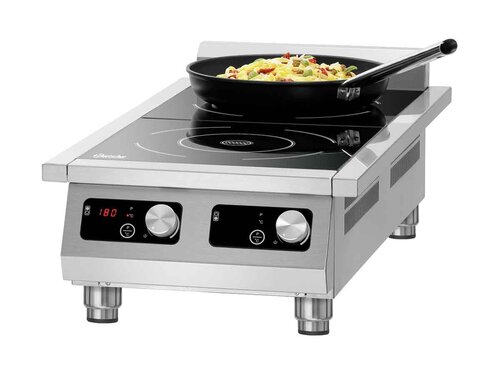 Bartscher Induktionskocher 2P 35-1 TCK, 2 Kochstellen  280 mm, 7 kW, Tischmodell, BTH 430 x 865 x 235 mm