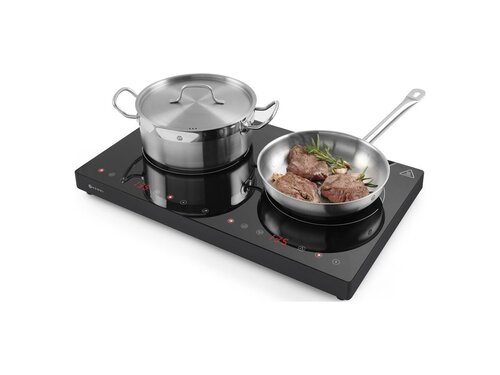 Hendi Induktionskocher Kitchen-Line, 2 Kochfelder, 3,5 kW, Timer, 9 Stufen, BTH 608 x 405 x 54 mm