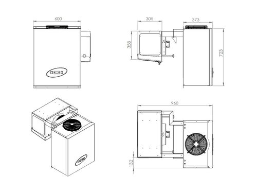 Combisteel K�hlaggregat Huckepack f�r K�hlzellen, 9,1-13,0 m�, 0,83 kW, BTH 600 x 960 x 723 mm