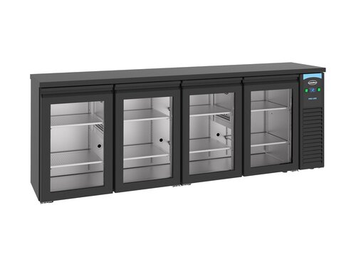 Combisteel Barkhltisch Pro Line, 4 Glastren, 680 Liter, Schwarz, BTH 2490 x 550 x 950 mm