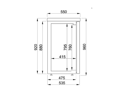Combisteel Bark�hltisch Pro Line, 3 Glast�ren, 500 Liter, Schwarz, BTH 1940 x 550 x 950 mm