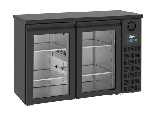 Combisteel Bark�hltisch Pro Line, 2 Glast�ren, 320 Liter, Schwarz, BTH 1380 x 550 x 950 mm