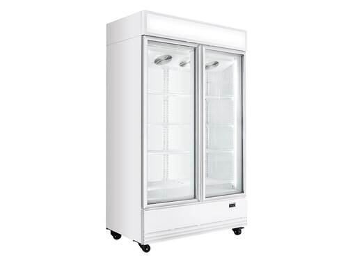 vaiotec TOPLINE 900 Getr�nkek�hlschrank, Wei�, 2 Fl�gelt�ren, 870 Liter, Umluftk�hlung, Leuchtaufsatz, BTH 1090 x 742 x 2180 mm