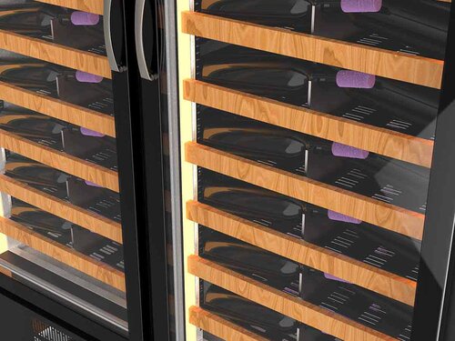 vaiotec TOPLINE 750 Weink�hlschrank 1800 Duo, Schwarz, 1706 Liter, 315 Flaschen, 2 Zonen, BTH 2055 x 735  x 2055 mm