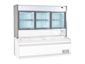 vaiotec TOPLINE 900 Tiefk�hltruhenaufsatz 1200, Glasschiebet�ren, Wei�, LED Innenbeleuchtung, BTH 2500 x 630 x 1315 mm