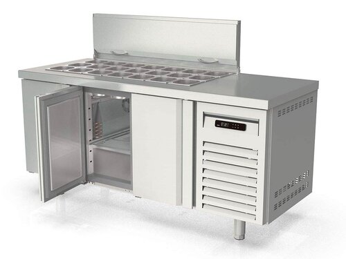 vaiotec TOPLINE 700 Saladette 400, 3 Tren, Edelstahldeckel, fr GN 1/6, BTH 1795 x 700 x 850 mm