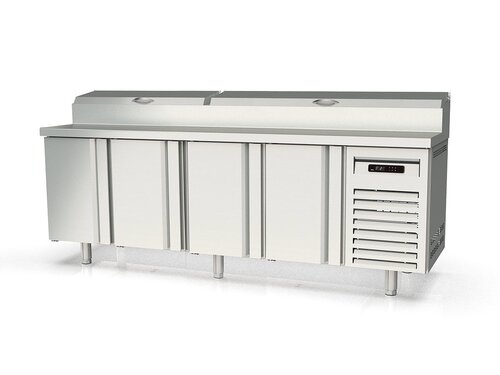 vaiotec TOPLINE 700 Belegstation 500, 4 T�ren, Edelstahlaufsatz, f�r GN 1/4, BTH 2245 x 700 x 1053 mm