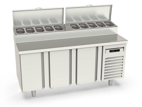 vaiotec TOPLINE 700 Belegstation 460, 3 T�ren, Edelstahlaufsatz, f�r GN 1/6, BTH 1795 x 700 x 1053 mm