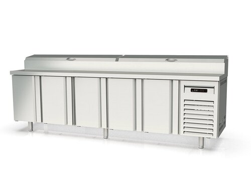 vaiotec TOPLINE 700 Belegstation 660, 5 T�ren, Edelstahlaufsatz, f�r GN 1/6, BTH 2695 x 700 x 1053 mm
