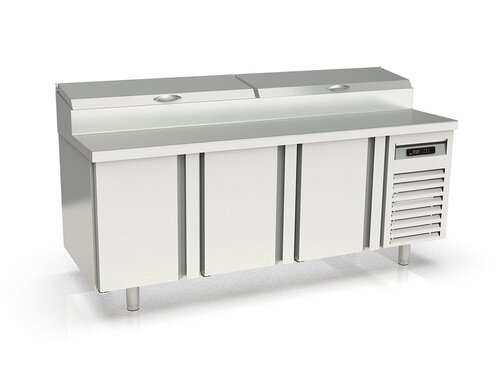 vaiotec TOPLINE 800 Belegstation 400, 3 T�ren, Edelstahlaufsatz, f�r GN 1/3, EN 60x40, BTH 2020 x 700 x 1053 mm