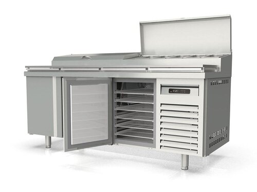 vaiotec TOPLINE 800 Belegstation 400, 3 T�ren, Edelstahlaufsatz, f�r GN 1/3, EN 60x40, BTH 2020 x 700 x 1053 mm