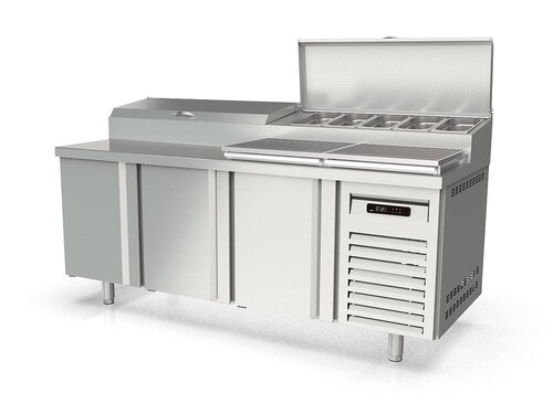 vaiotec TOPLINE 800 Belegstation 400, 3 T�ren, Edelstahlaufsatz, f�r GN 1/3, EN 60x40, BTH 2020 x 700 x 1053 mm