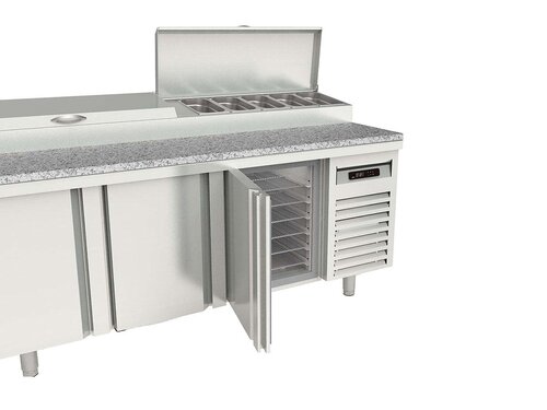 vaiotec TOPLINE 800 Belegstation 400, 3 T�ren, Edelstahlaufsatz, f�r GN 1/3, EN 60x40, BTH 2020 x 700 x 1053 mm