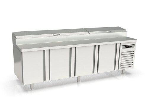 vaiotec TOPLINE 800 Belegstation 500, 4 T�ren, Edelstahlaufsatz, f�r GN 1/3, EN 60x40, BTH 2545 x 700 x 1053 mm