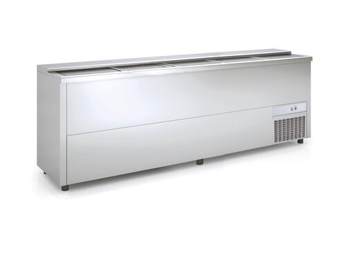 vaiotec TOPLINE 550 Getr�nkek�hltruhe 800, 5 Edelstahlschiebedeckel, 720 Liter, BTH 2480 x 550 x 850 mm
