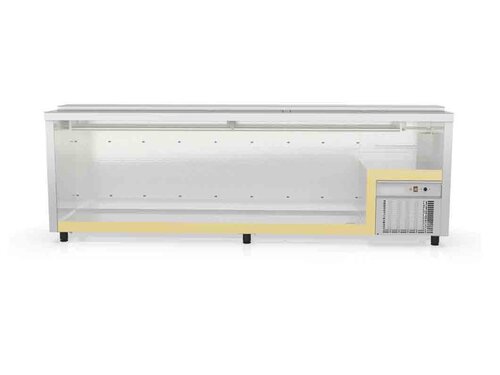 vaiotec TOPLINE 550 Getr�nkek�hltruhe 800, 5 Edelstahlschiebedeckel, 720 Liter, BTH 2480 x 550 x 850 mm