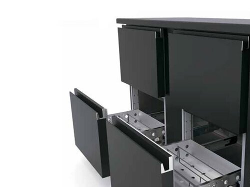 vaiotec TOPLINE 530 Bark�hltisch mit 4 Schubladen, Schwarz, 325 Liter, Umluftk�hlung, BTH 1485 x 530 x 850 mm