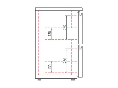 vaiotec TOPLINE 530 Bark�hltisch mit 1 T�r, 4 Schubladen, Schwarz, 490 Liter, Umluftk�hlung, BTH 2025 x 530 x 850 mm