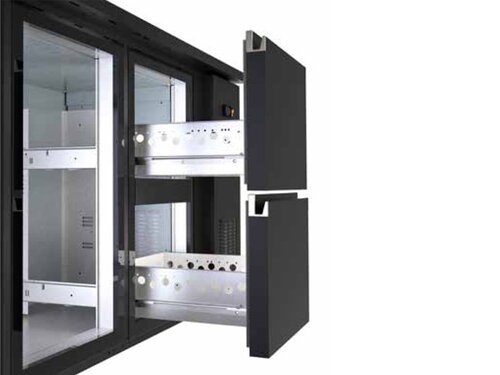 vaiotec TOPLINE 530 Bark�hltisch mit 6 Schubladen, Schwarz, 490 Liter, Umluftk�hlung, BTH 2025 x 530 x 850 mm