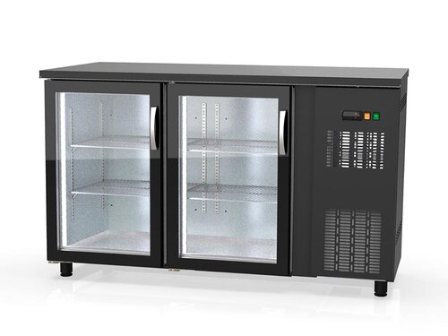 vaiotec TOPLINE 530 Bark�hltisch mit 2 Glast�ren, Schwarz, 325 Liter, Umluftk�hlung, BTH 1485 x 530 x 850 mm