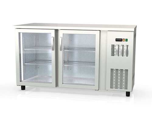 vaiotec TOPLINE 530 Bark�hltisch mit 2 Glast�ren, Edelstahl, 325 Liter, Umluftk�hlung, BTH 1485 x 530 x 850 mm