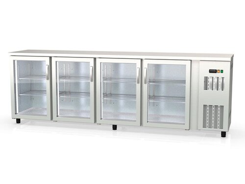 vaiotec TOPLINE 530 Bark�hltisch mit 4 Glast�ren, Edelstahl, 650 Liter, Umluftk�hlung, BTH 2565 x 530 x 850 mm