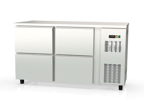 vaiotec TOPLINE 530 Bark�hltisch mit 4 Schubladen, Edelstahl, 325 Liter, Umluftk�hlung, BTH 1485 x 530 x 850 mm
