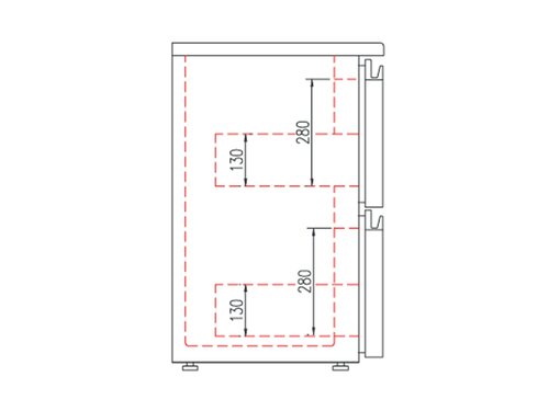 vaiotec TOPLINE 530 Bark�hltisch mit 2 T�ren, 4 Schubladen, Edelstahl, 650 Liter, Umluftk�hlung, BTH 2565 x 530 x 850 mm