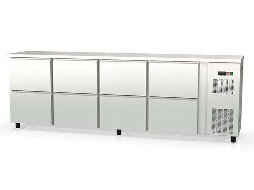 vaiotec TOPLINE 530 Bark�hltisch mit 8 Schubladen, Edelstahl, 650 Liter, Umluftk�hlung, BTH 2565 x 530 x 850 mm