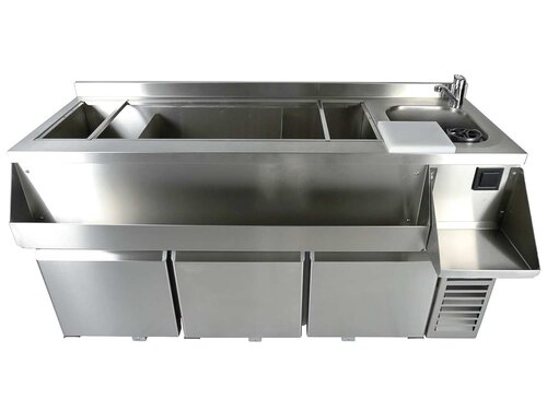 Combisteel K�hltisch mit Cocktailbar-Station, 3 T�ren, inkl. Sp�lbecken, BTH 1600 x 760 x 1000 mm