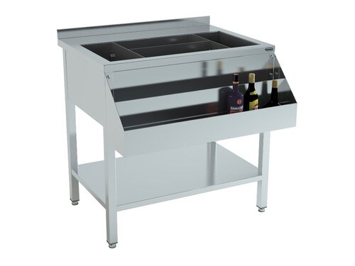 Combisteel Cocktail-Bar Station 900, Edelstahl, Grundboden, Aufkantung, BTH 900 x 740 x 900 mm