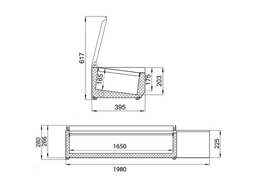 vaiotec EASYLINE K�hlaufsatzvitrine 380 mit Edelstahldeckel, f�r 9 x GN 1/3, BTH 1980 x 395 x 280 mm