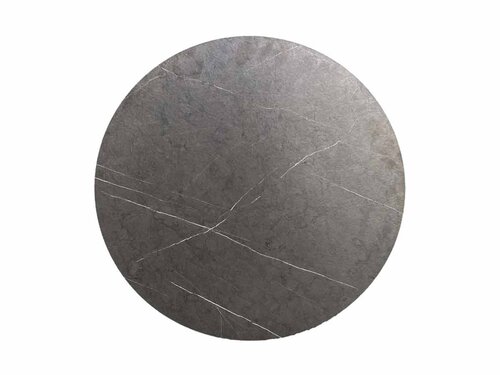 FEROS X Cross Terrassentisch Gestell Sand + Midnight Marble HPL Tischplatte rund 700 mm