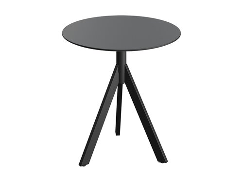 FEROS Infinity Tripod Terrassentisch Gestell Schwarz + Schwarze HPL Tischplatte rund  700 mm